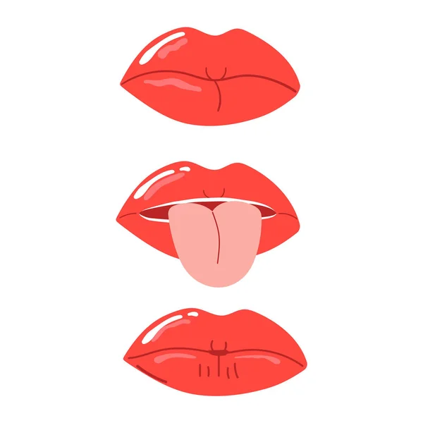 Set Woman Lips Flat Illustration — Stock Vector