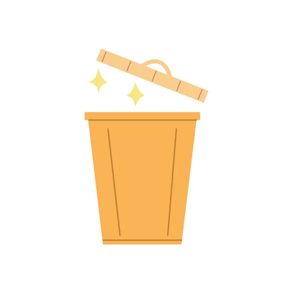 Waste Basket Open Trash Can Bin Flat Design — Stock Vector