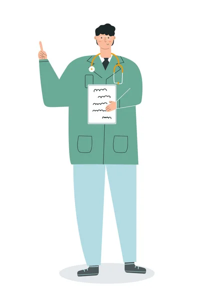 Médico Personal Médico Medicina Concepto Salud Hombre Pie Mostrando Tener — Archivo Imágenes Vectoriales