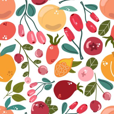 Meyve ve böğürtlenlerin kusursuz karışımı. Modern ve taze arkaplan.