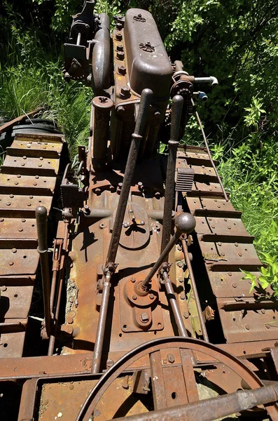 Letecký pohled na starý buldozer — Stock fotografie