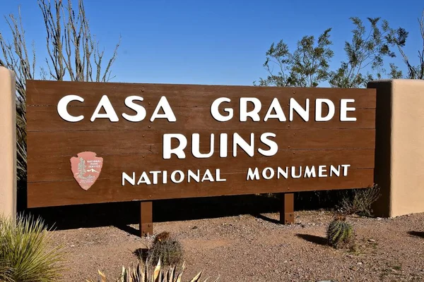 Casa Grande Arizona Fevereiro 2021 Sinal Significa Entrada Para Monumento — Fotografia de Stock