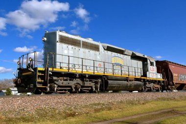 ULEN, MINNESOTA, 17 Nisan 2021: Tren çiftçinin tahıl pazarlamasına yardım eden 2000 yılında kurulan Minnesota, Ulven 'deki Batı Merkez Tarım Hizmetleri' ne ait.. 