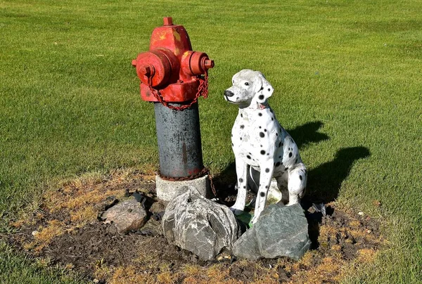 Cão Dalmation Simbólico Criado Partir Molde Colocado Lado Hidrante — Fotografia de Stock