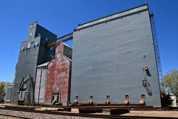 Grain System Three Old Elevators Various Designs Stock Image