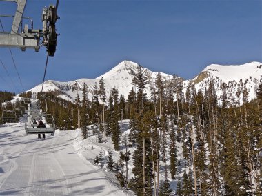 Ski lift on a mountain clipart