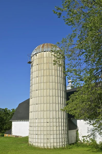 Silo and barn of a dairy farm — Stock Photo, Image