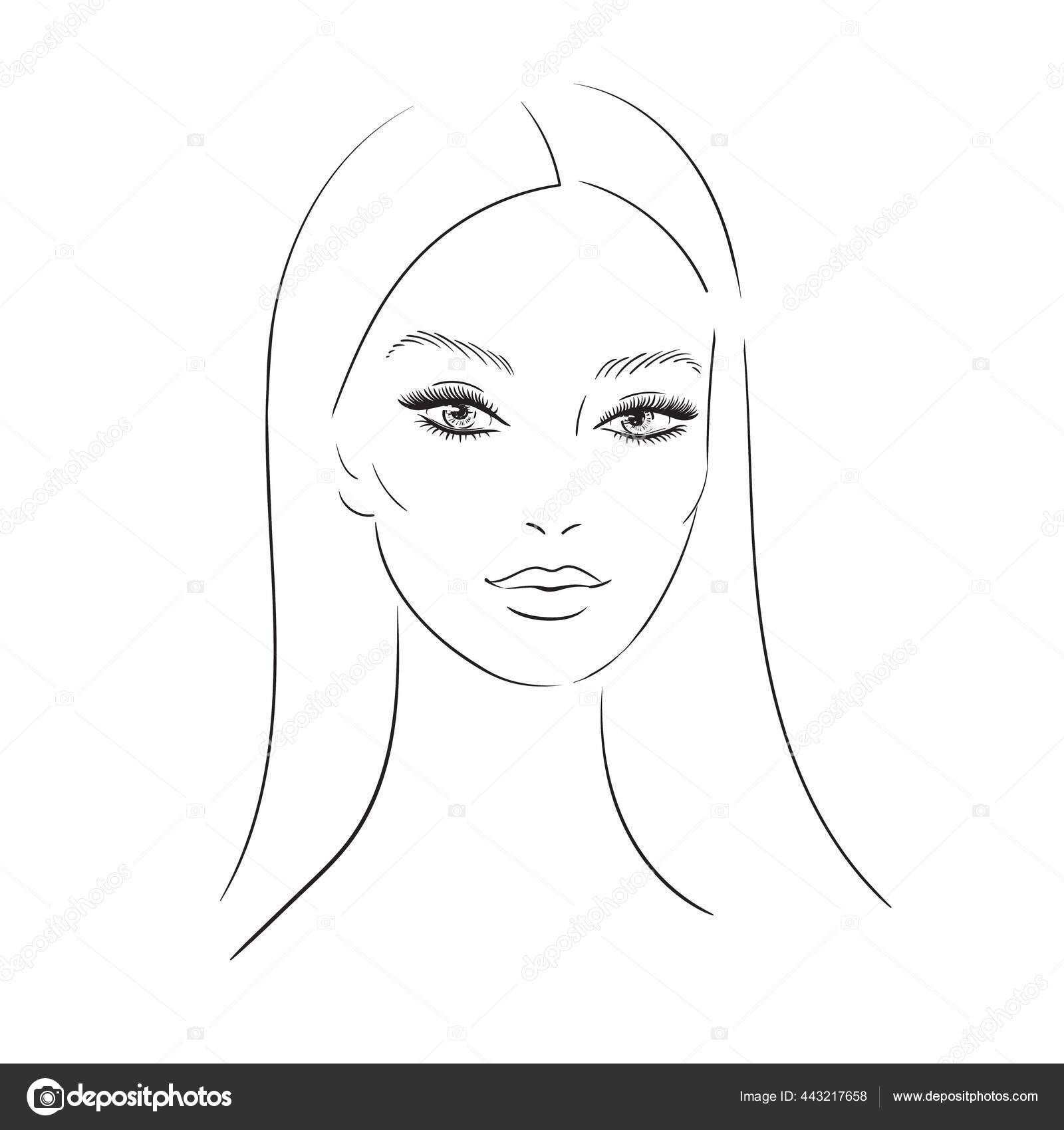 Image vectorielle Logo femmes sur fond blanc.Jeune femme croquis visage  avec cils luxuriants sur fond blanc, vecteur. Icône femelle Creative Vector,  extension de cils. par ©werij@mail.ru - 443217658, image size:1600x1700