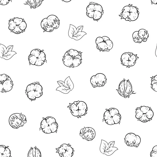 Patrón sin costuras con flores de algodón. Cotton Ball. Stock Vector ilustración para fondos de pantalla, fondos de página web, texturas de superficie, textil. — Archivo Imágenes Vectoriales