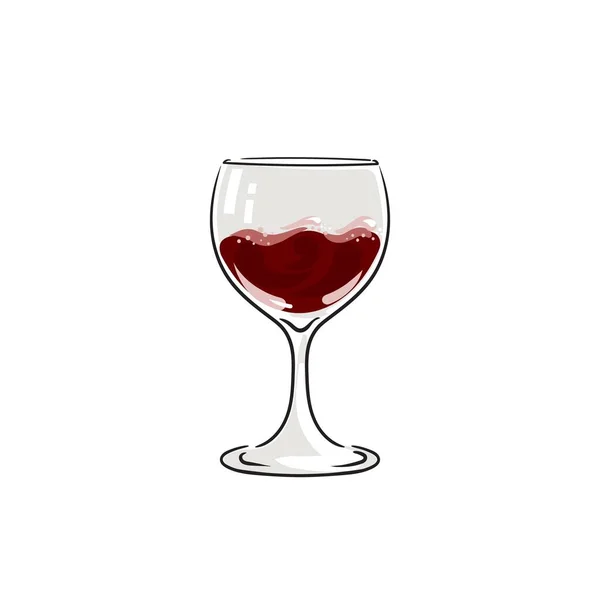 Glas Wein vorhanden. Alkoholsymbol, Symbol, Logo. Für die Speisekarte, Bar, Restaurant, Weinliste. Bestandsvektorabbildung auf weißem Hintergrund isoliert. — Stockvektor