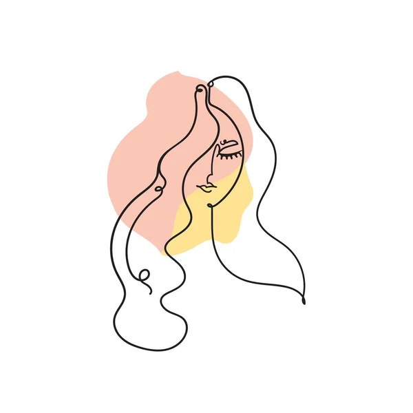 Continuous line, drawing of woman face, fashion concept, woman beauty minimalist. One line fashion illustration. Stock vector illustration isolated on white background. — Image vectorielle