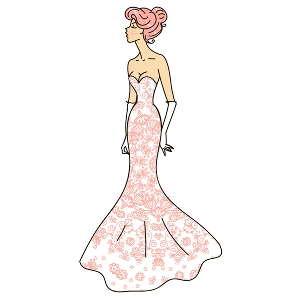 Belle fille en robe de soirée — Image vectorielle