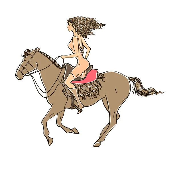 Beautiful girl on a horse — Stock Vector
