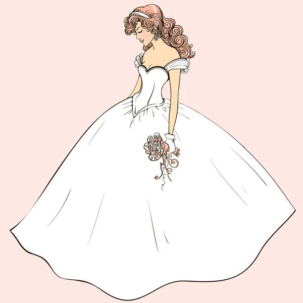 Bride in wedding dress — Stock Vector