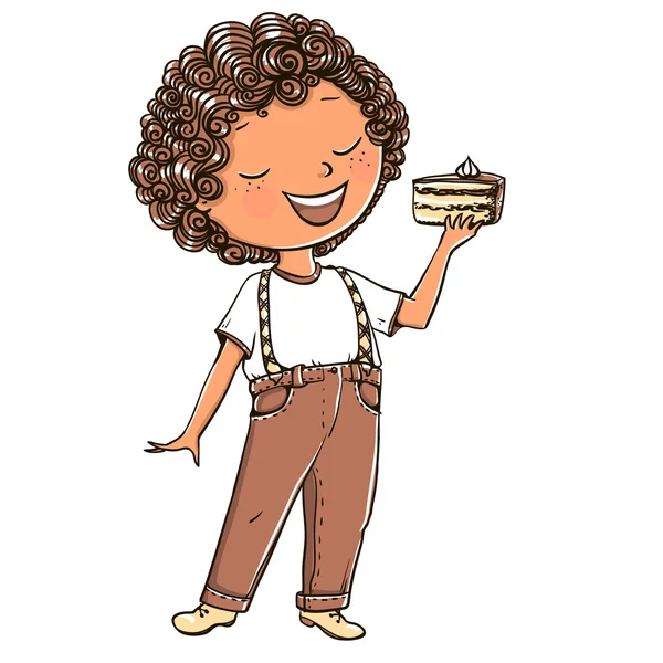 Αγόρι τρώει τούρτα — Διανυσματικό Αρχείο