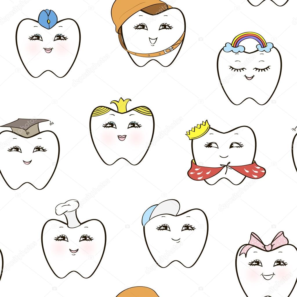 Seamless pattern of funny teeth
