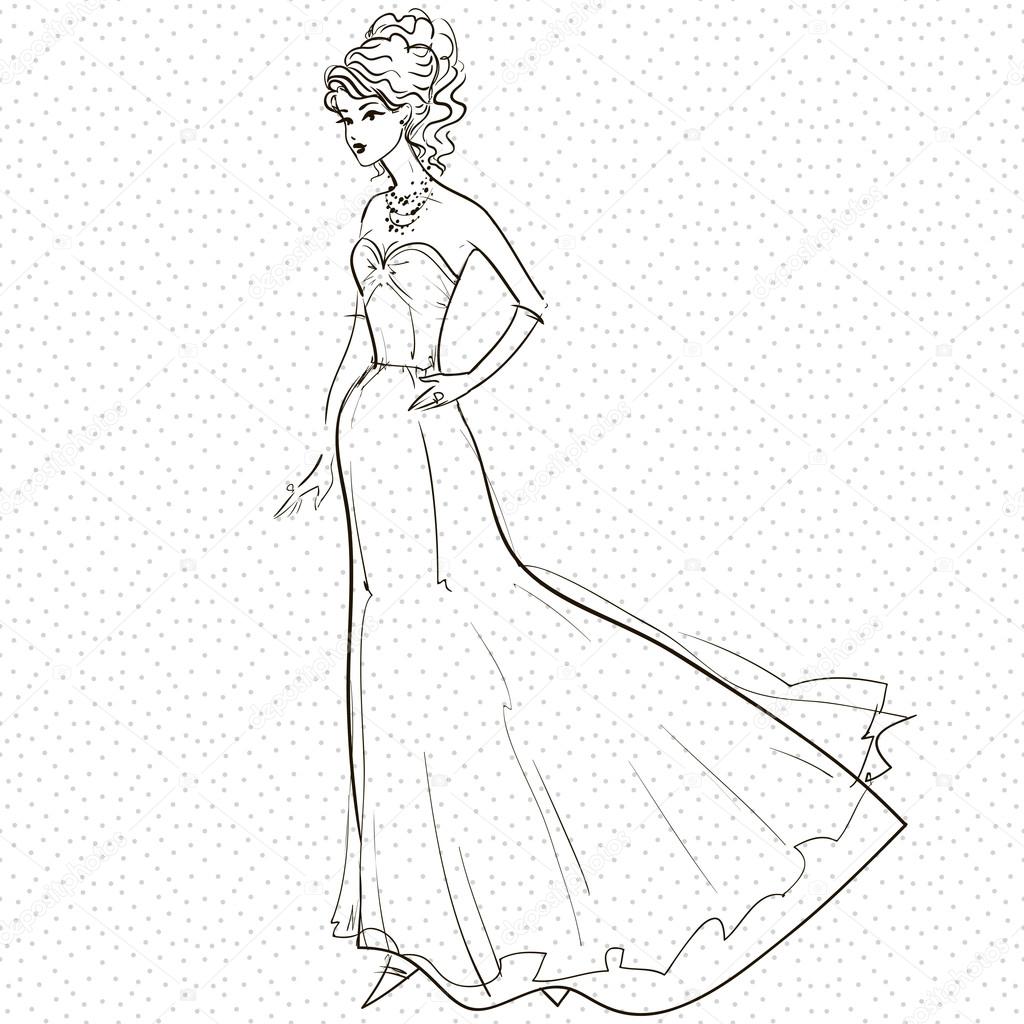 Vestito Da Sposa Disegni Moda Vettoriale StockSposa In Abito Da