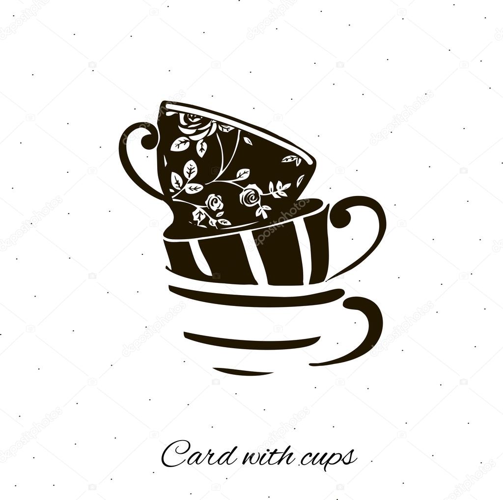Card with cups silhouettes