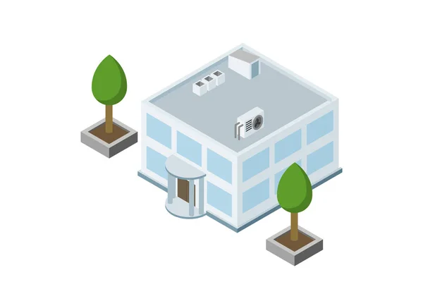 Administrative Building Isometry Building Isolated Vector Illustration — ストックベクタ