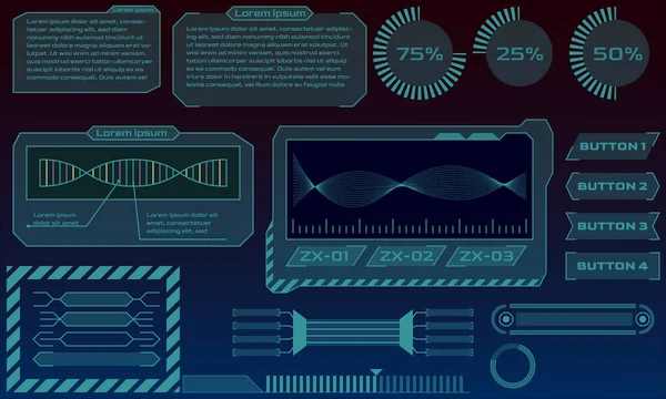 Hud Und Vektorelemente Futuristische Benutzeroberfläche Mit Diagrammen Und Diogrammen Vektorillustration — Stockvektor