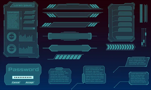 Hud Und Vektorelemente Futuristische Benutzeroberfläche Mit Diagrammen Und Diogrammen Vektorillustration — Stockvektor