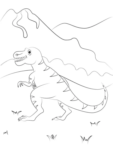 Dibujo Para Colorear Del Dinosaurio Fondo Naturaleza Ilustración Vectorial — Vector de stock