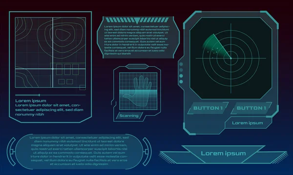 Les Éléments Vectoriels Hud Interface Utilisateur Futuriste Avec Graphiques Diogrammes — Image vectorielle