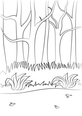 Doğanın renklendirme sayfası. Boyama kitaplarının vektör arkaplanı