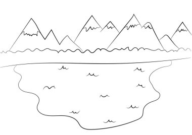 Doğanın renklendirme sayfası. Boyama kitaplarının vektör arkaplanı