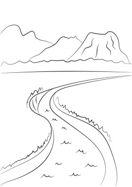 Doğanın renklendirme sayfası. Boyama kitaplarının vektör arkaplanı