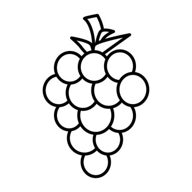 Beyaz arka planda izole edilmiş üzümler. Boyama sayfası. Vektör illüstrasyonu