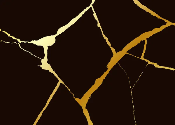 Altın kintsugi vektör dokusu. Kırık seramik arka plan. Kintsugi crack vektör çizimi.