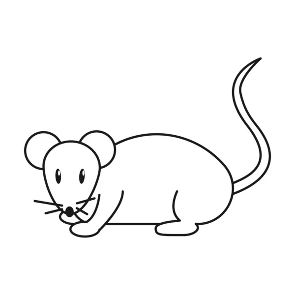 Outline Cartoon Mouse Isolated White Background Coloring Page Vector Illustration — Stock Vector