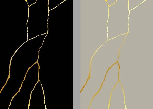 Altın kintsugi vektör dokusu. Kırık seramik arka plan. Kintsugi crack vektör çizimi.