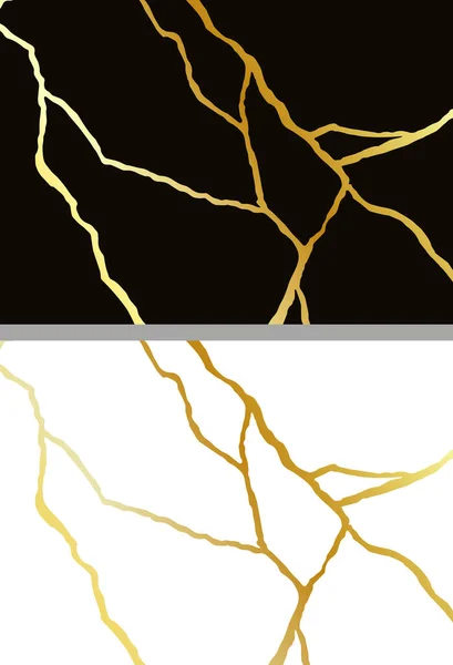 Textura Vetorial Kintsugi Ouro Fundo Cerâmico Partido Ilustração Vetor Crack —  Vetores de Stock