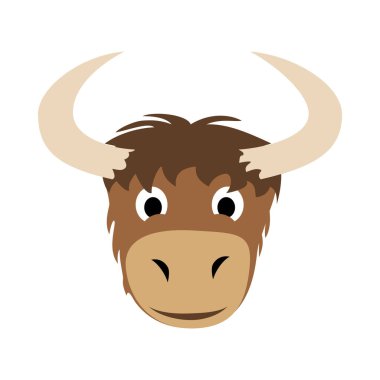 Yak kafalı çizgi film. Vektör illüstrasyonu beyaz arkaplanda izole edildi.