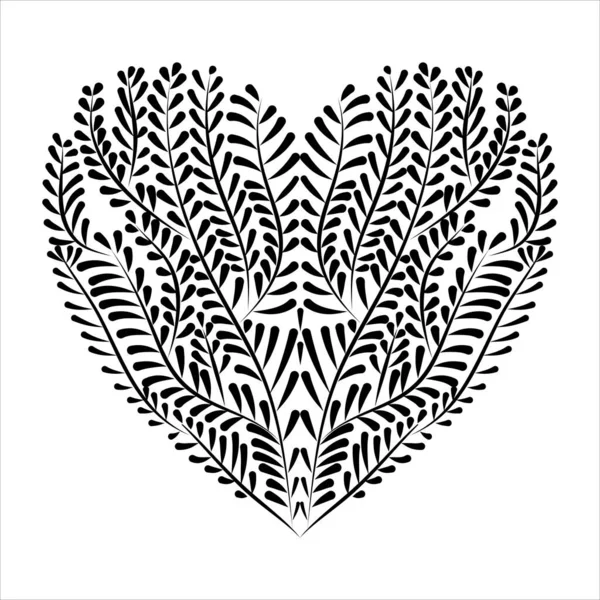 Ornamento Qith Coração Preto Branco Estilizado Ilustração Vetorial Isolada Sobre — Vetor de Stock