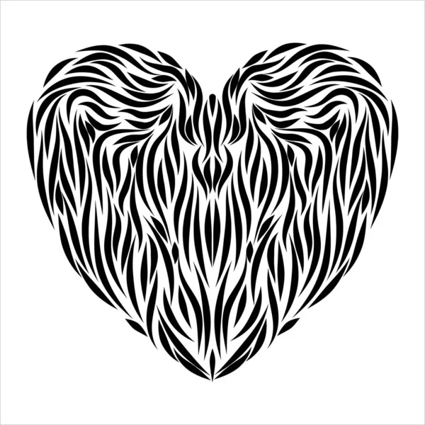 Стилизованное Черно Белое Сердце Украшение Цита Векторная Иллюстрация Белом Фоне — стоковый вектор