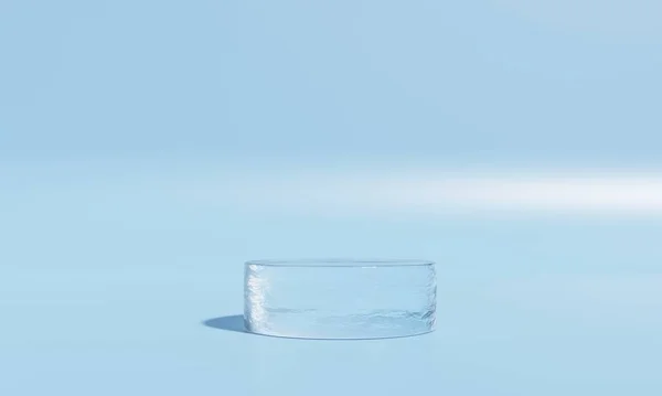 Reklam için 3D buz podyumu. Boş ürün aşaması. Ürün sunumu için yuvarlak kaide veya platform.