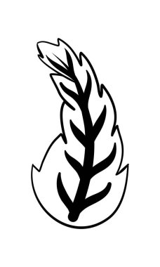 El yapımı karalama yaprakları. Siyah beyaz çizgi sanatı. Vektör illüstrasyonu.