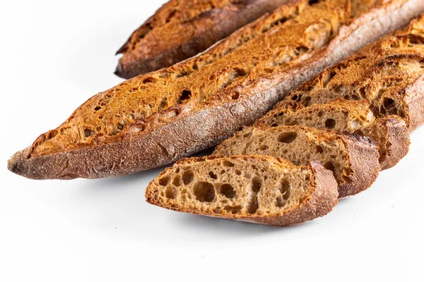 Χειροποίητο Σπιτικό Ψωμί Λευκό Απομονωμένο Φόντο — Φωτογραφία Αρχείου