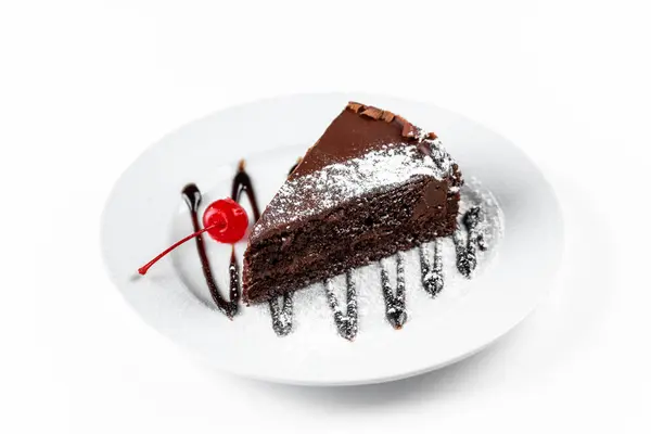 Beyaz Arka Planda Çikolatalı Kek — Stok fotoğraf