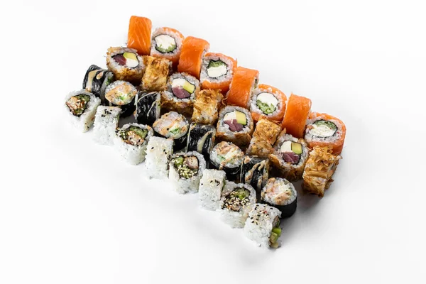 Sushi Impostato Sfondo Bianco — Foto Stock