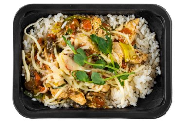 Beyaz arkaplandaki kutuda uygun beslenme