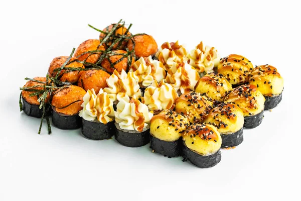 Vista Superior Clássico Sushi Comida Japonesa — Fotografia de Stock