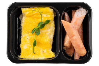 Beyaz arkaplandaki kutuda uygun beslenme