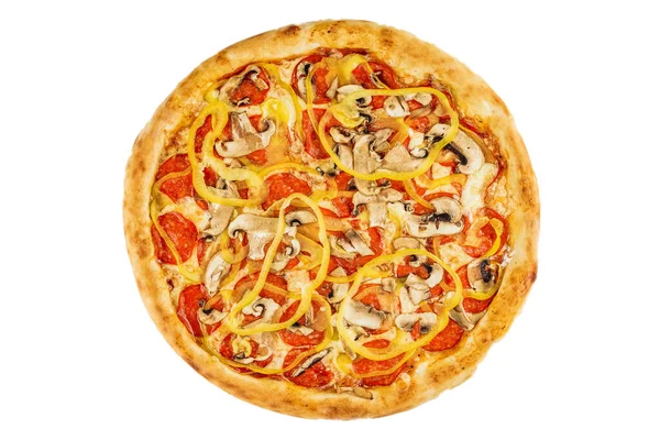 Pizza Italiana Tradicional Com Presunto Frango Regada Com — Fotografia de Stock