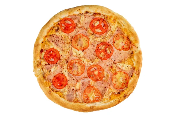 Tradycyjna Włoska Pizza Szynką Kurczakiem Skropiona Kulką — Zdjęcie stockowe