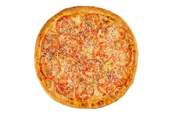 Pizza Tradicional Italiana Con Jamón Pollo Rociada Con — Foto de Stock