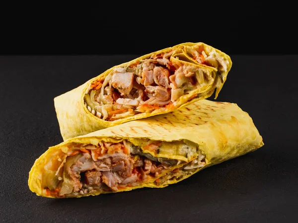 Shawarma Turco Con Pollo Verdure — Foto Stock